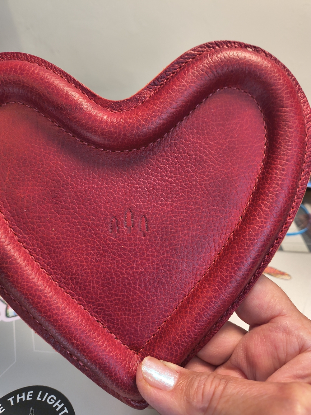 Portland Leather Red Heart Jewelry Catchall. Beautiful Pebbled Leather.